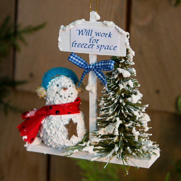 Will Work for Freezer Space Ornament